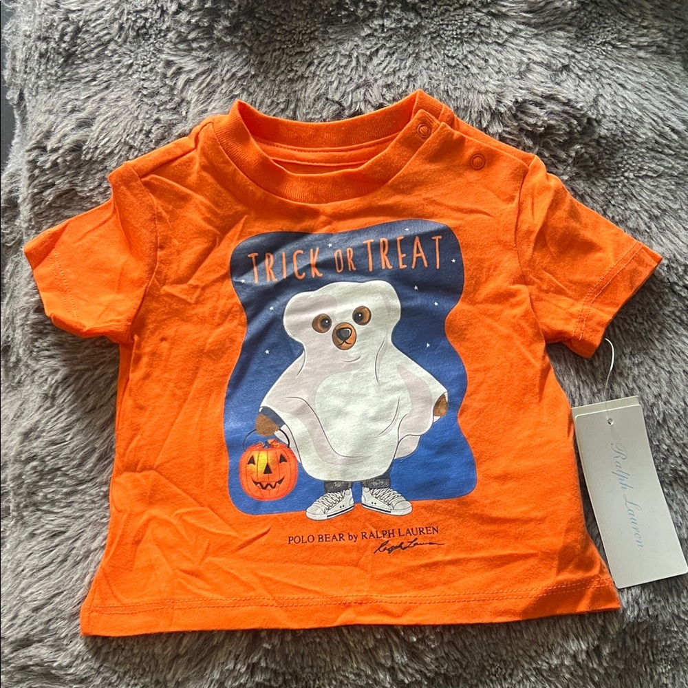 Ralph Lauren Orange Polo Bear Halloween Tee